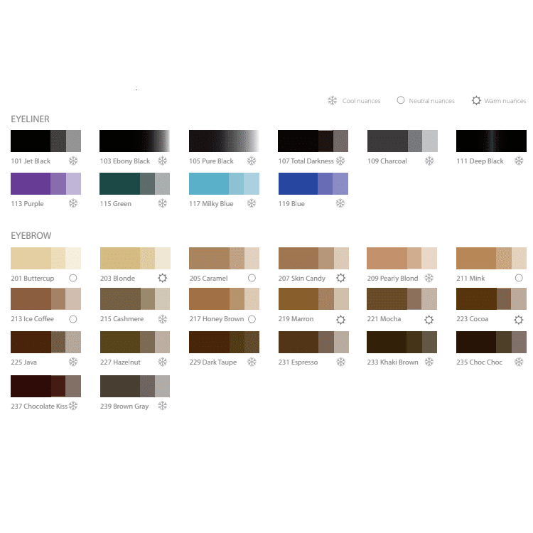 Perma Blend Pigments Color Chart