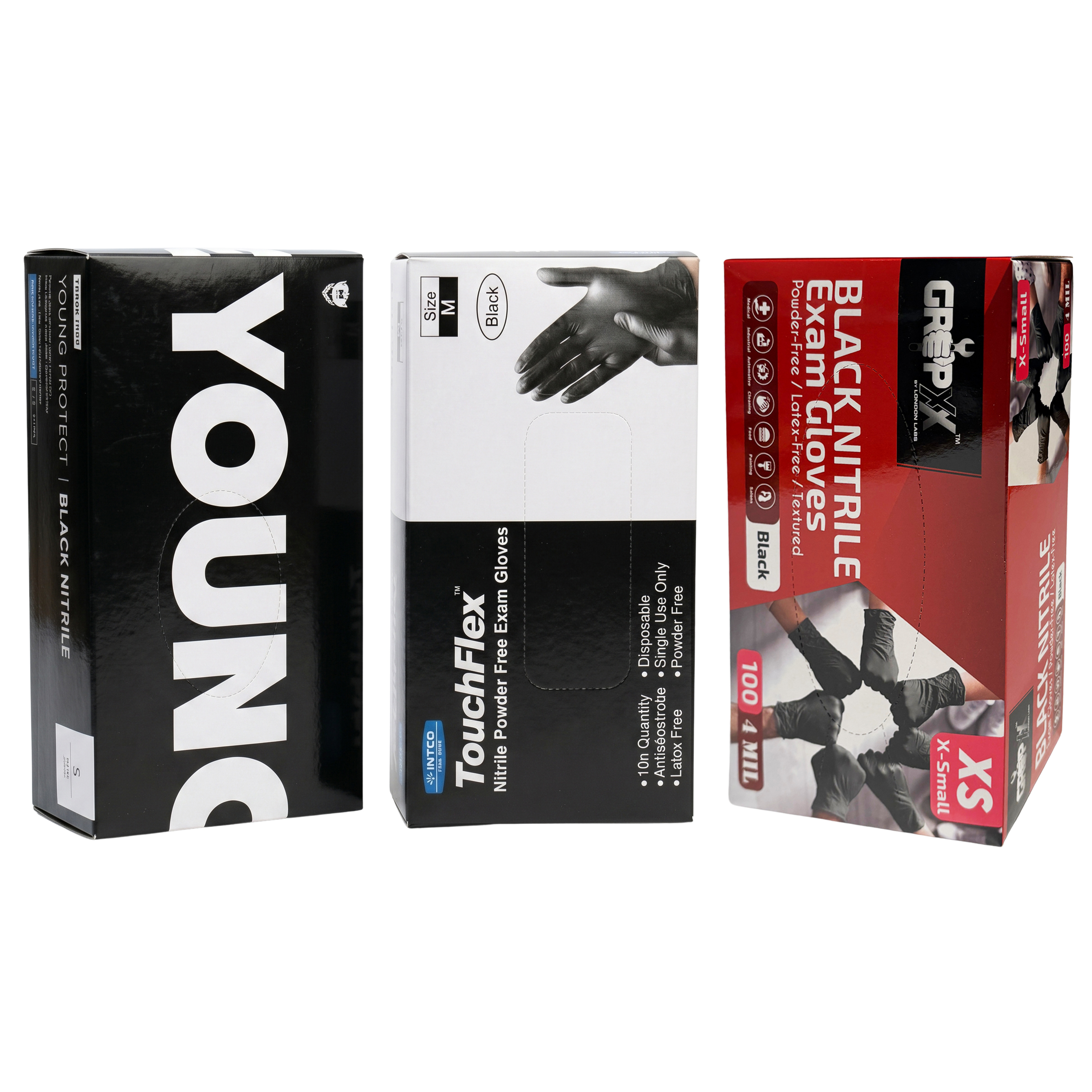 Touchflex Young Protect GripXX Black Nitrile Gloves