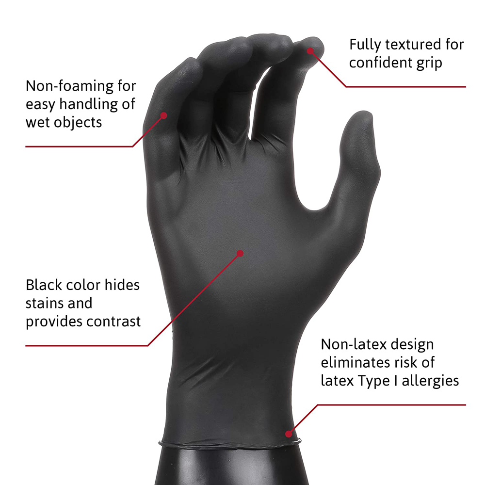 TouchFlex|Young Protect Black Nitrile Gloves - Image 3