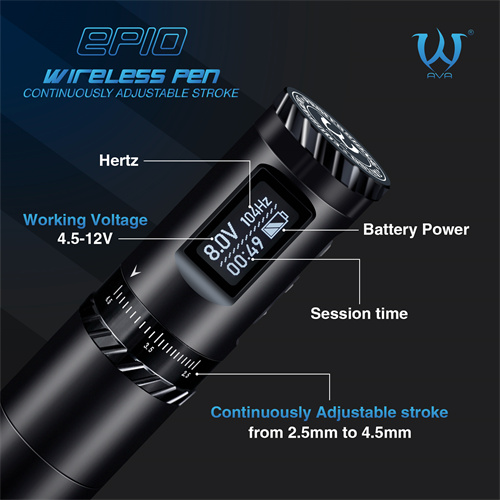 Ava EP10 Adjustable Stroke Wireless Tattoo Pen