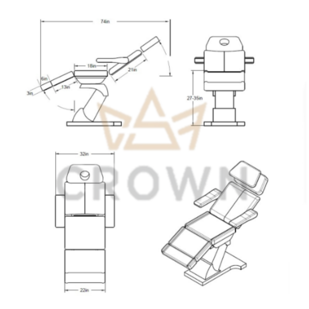 Crown - Esgred Electric Tattoo Chair - Image 2