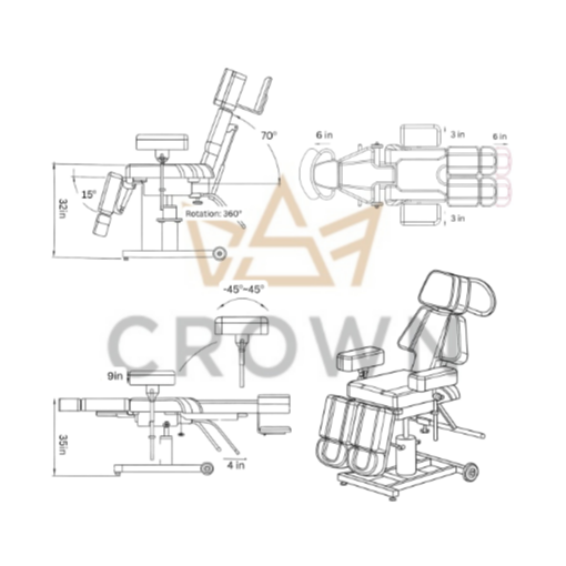 Crown - Blackmont Hydraulic Tattoo Chair - Image 2