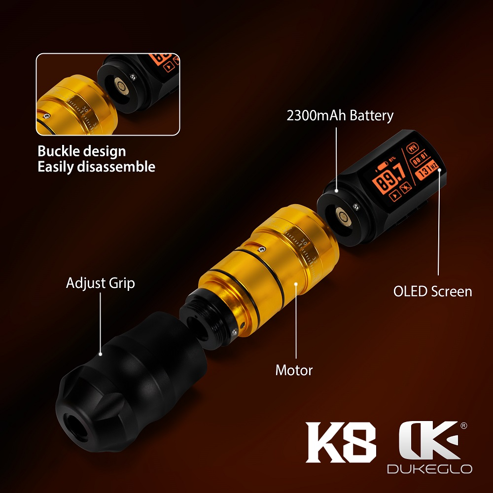 AVA DUKEGLO K8 Adjustable Stroke Tattoo Pen | 2300mAh - Image 4
