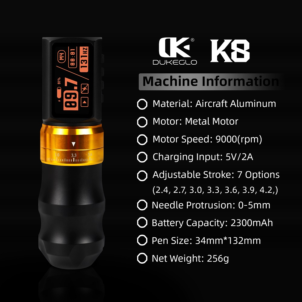 AVA DUKEGLO K8 Adjustable Stroke Tattoo Pen | 2300mAh - Image 6