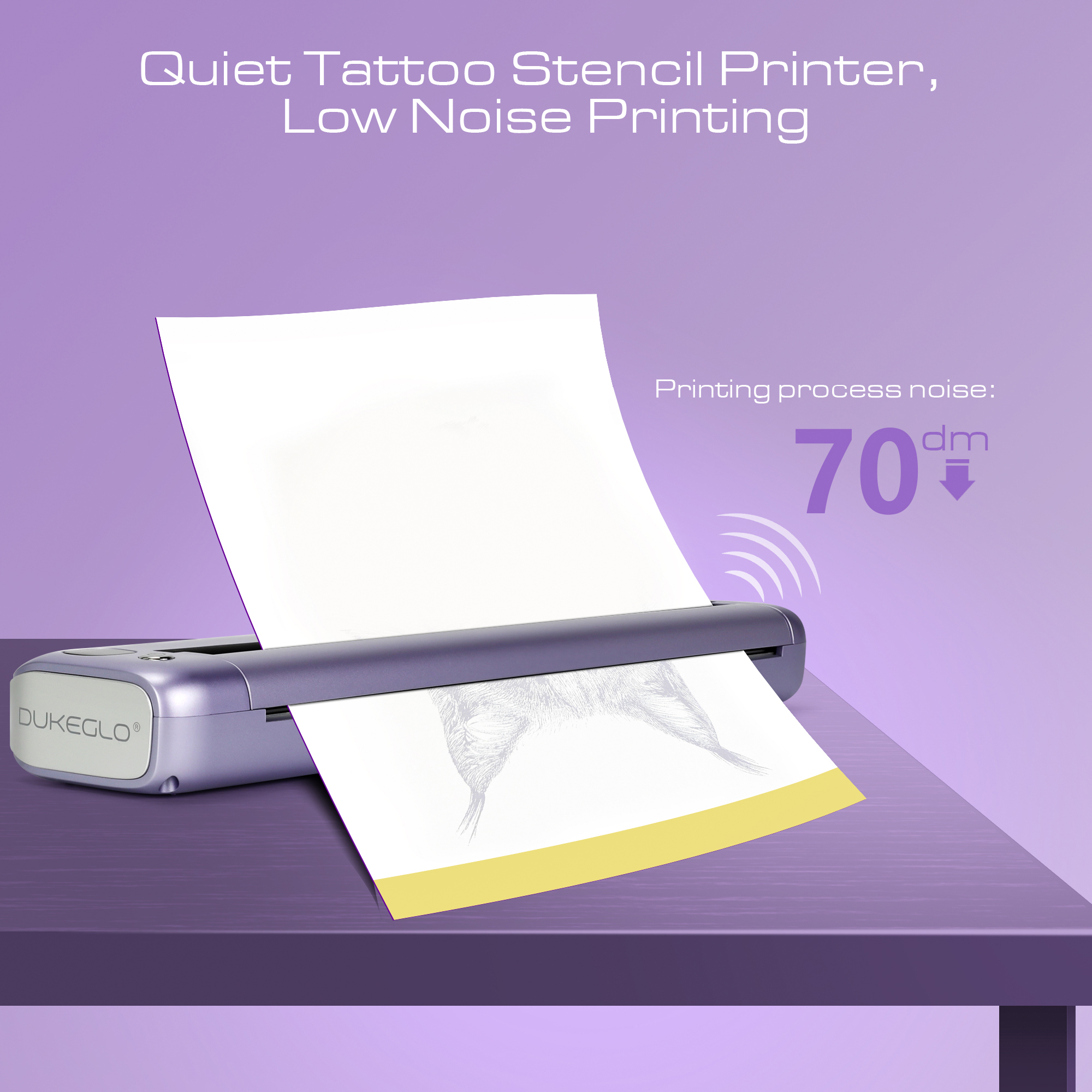 DUKEGLO Slim Wireless Bluetooth Thermal Tattoo Stencil Printer - Duke Purple - Image 13
