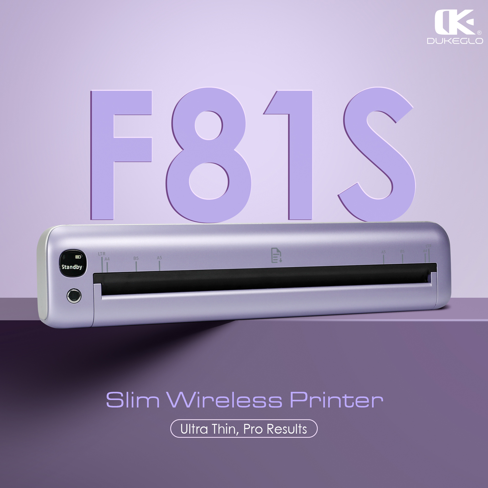 DUKEGLO Slim Wireless Bluetooth Thermal Tattoo Stencil Printer - Duke Purple - Image 3